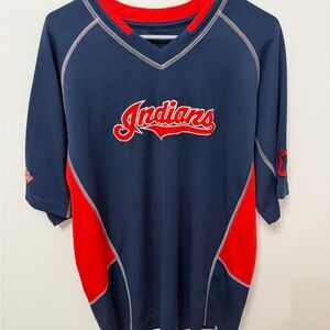 MLB Indians Navy and Red Youth Short Sleeve Jersey